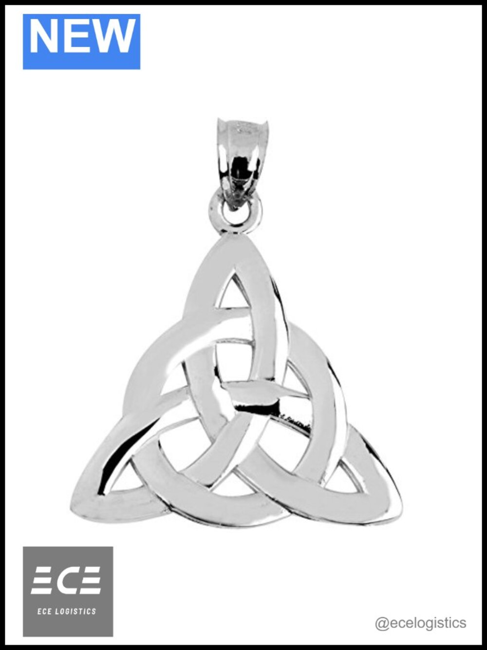 14k White Gold Celtic Trinity Knot Charm Pendant